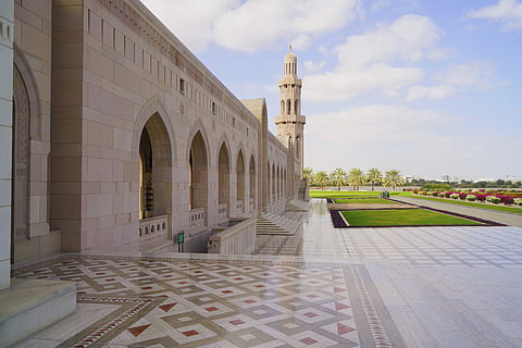 beige concrete palace, floor, flooring, flagstone, building, architecture HD wallpaper