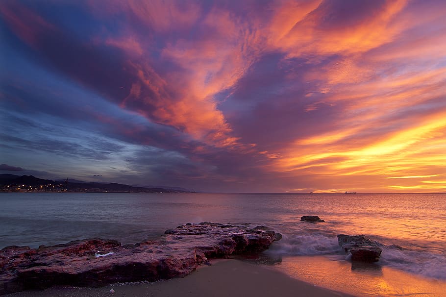 sea, sky, water, sunset, scenics - nature, cloud - sky, beauty in nature HD wallpaper