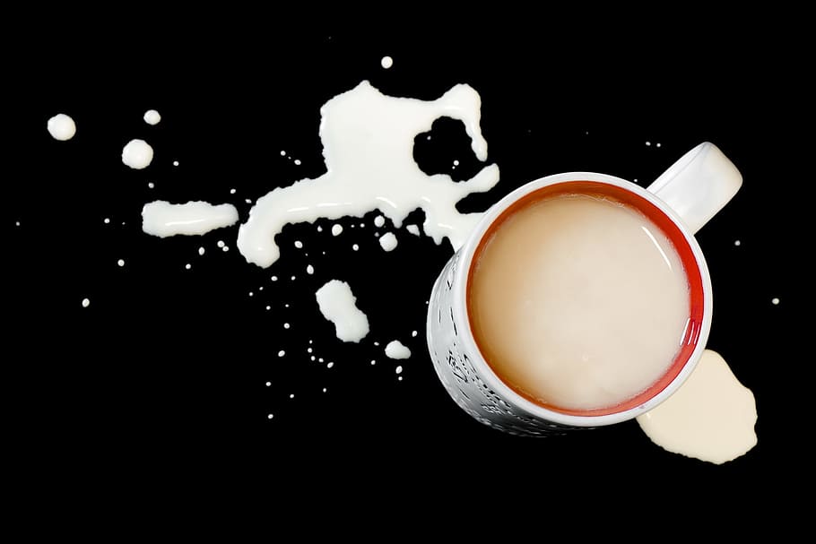 splash, liquid, messy, milk, tea, white, milky, beverage, black, HD wallpaper