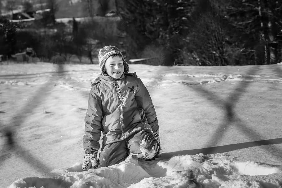 child, winter, mountains, fun, snow, cold, childhood, portrait HD wallpaper