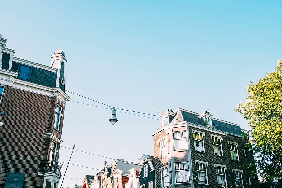 brown house, building, urban, amsterdam, neighborhood, city, netherlands HD wallpaper
