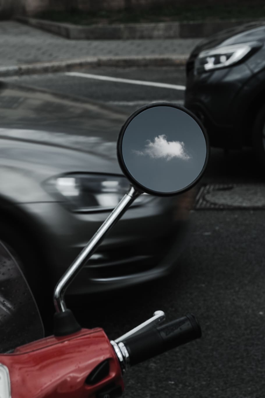 round black framed motorcycle side mirror, transportation, car HD wallpaper