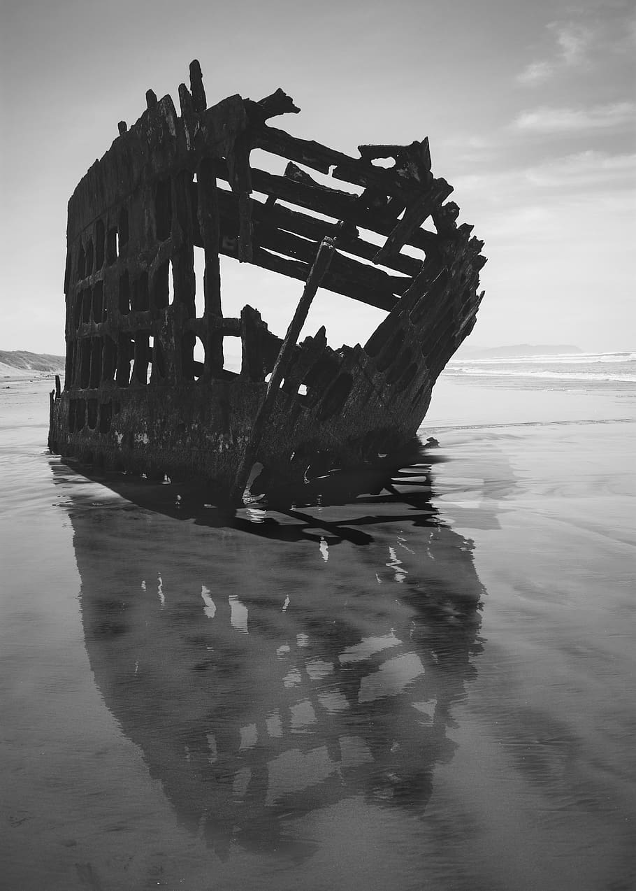 united states, wreck of the peter iredale, ocean, beach, pacific, HD wallpaper