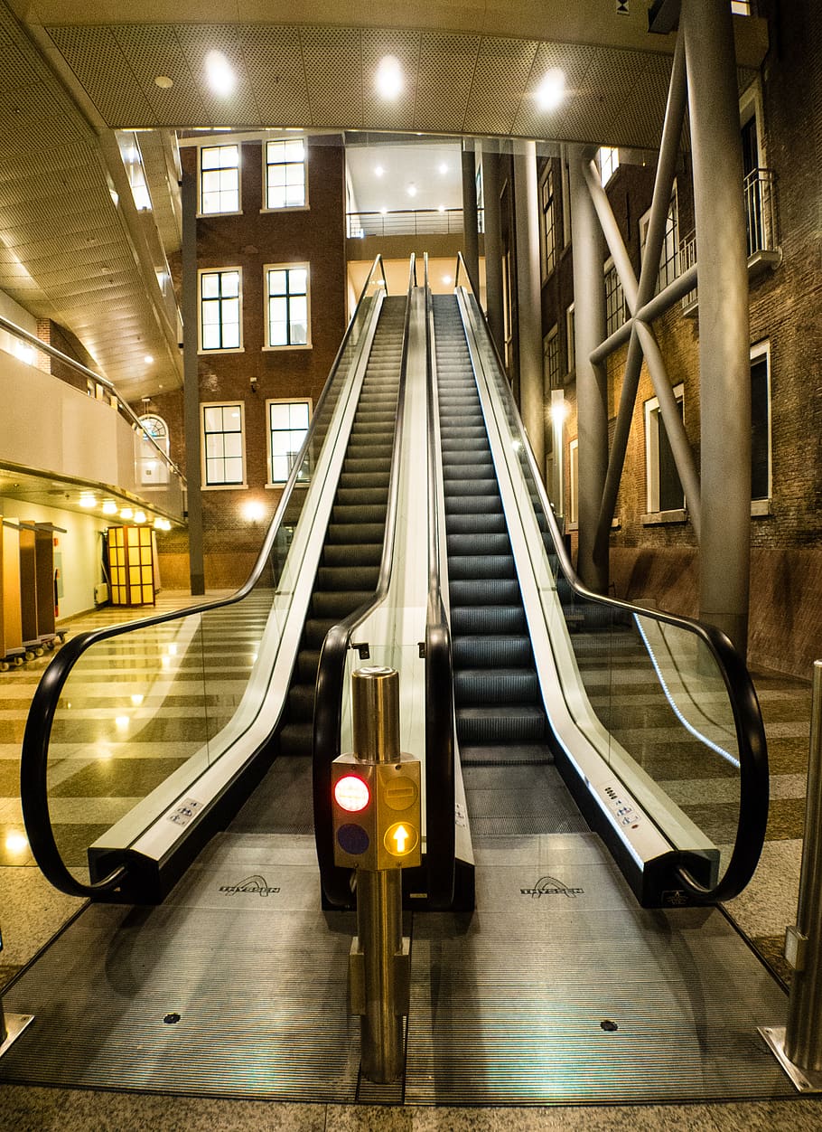 the hague, netherlands, binnenhof, moving stairways, den haag, HD wallpaper