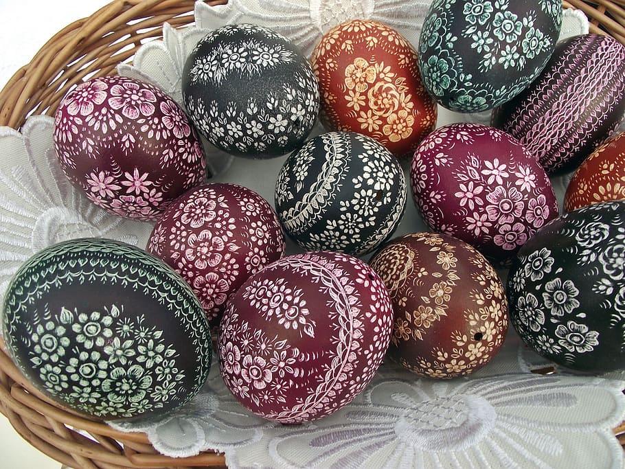 eating, handcrafted, traditional, easter eggs, sweet food, still life HD wallpaper
