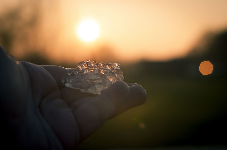 ice, sun, zing, cold, frost, ice cube, glow, glowing, orange HD wallpaper