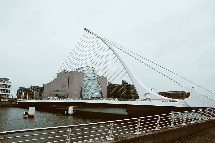 dublin, ireland, landscape, sky, bridge, clean, irland, white, HD wallpaper