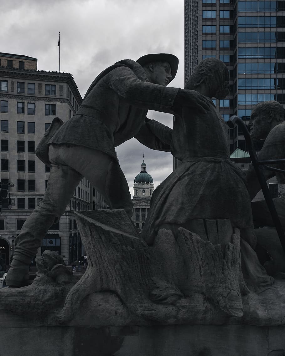 monument, circle, indianapolis, statue, urban, metropolis, downtown HD wallpaper
