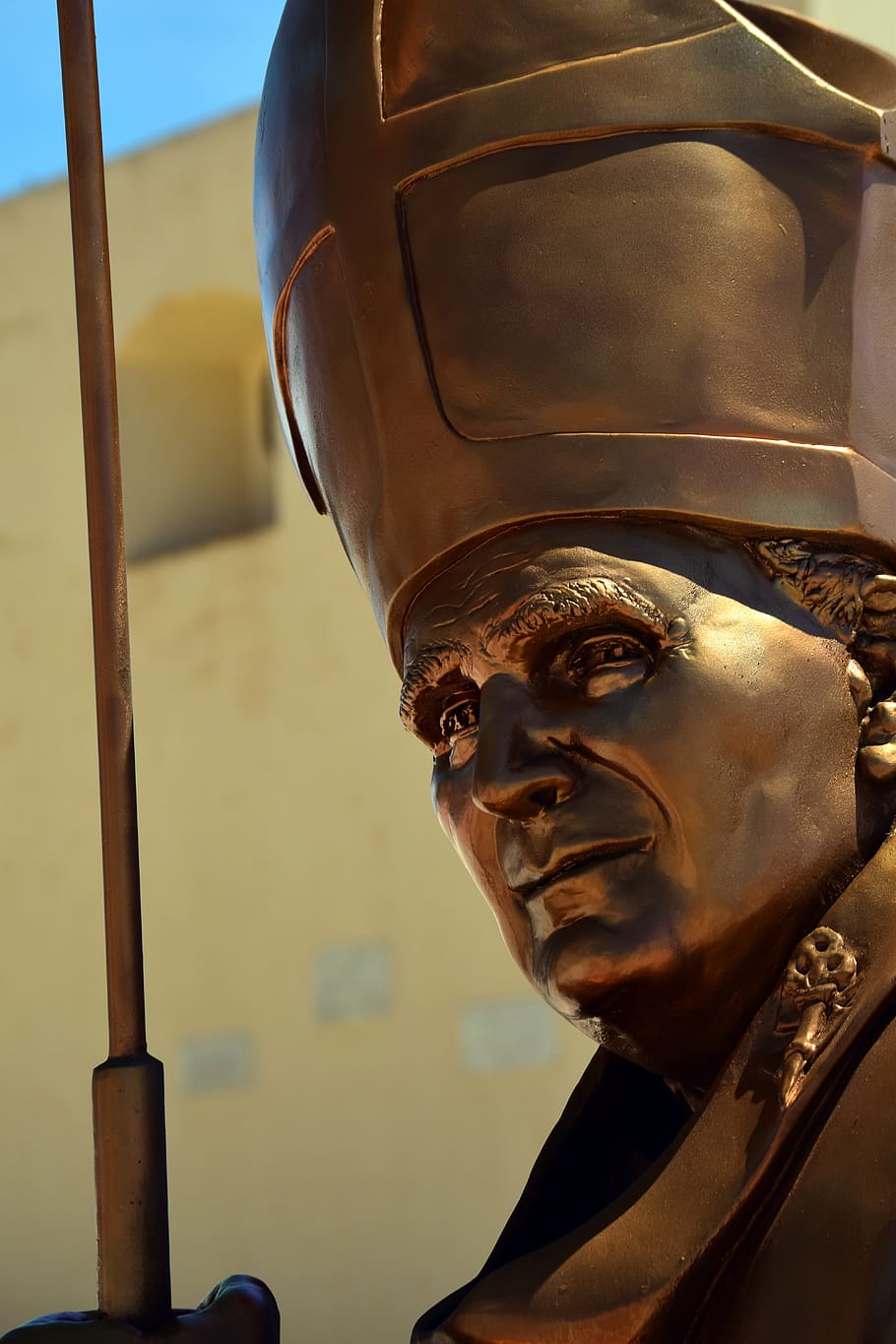 pope, john paul, statue, bronze, view, distant, forward, religion HD wallpaper