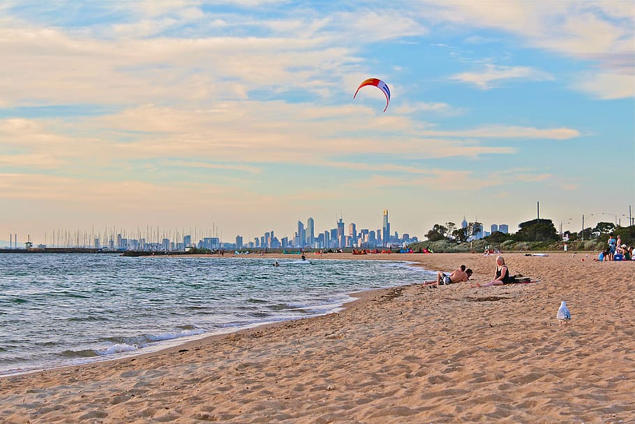 melbourne, beach, australia, ocean, coast, tourism, sea, sky HD wallpaper