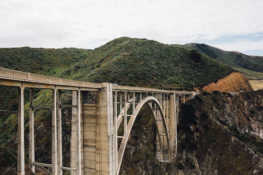 bixby creek bridge, big sur, california, hills, mountain, built structure, HD wallpaper