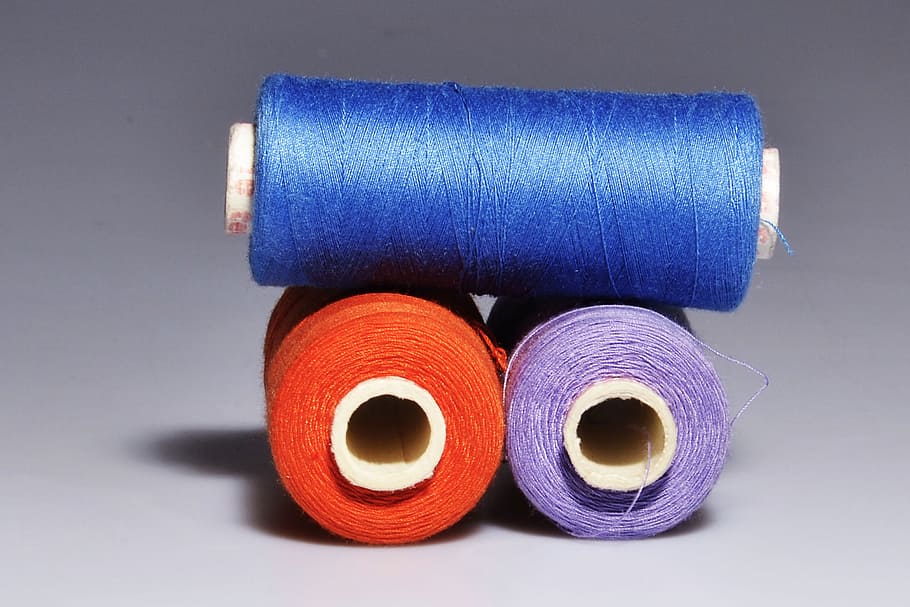 light, red, blue, purple, colors, reels, sewing, sewing thread HD wallpaper