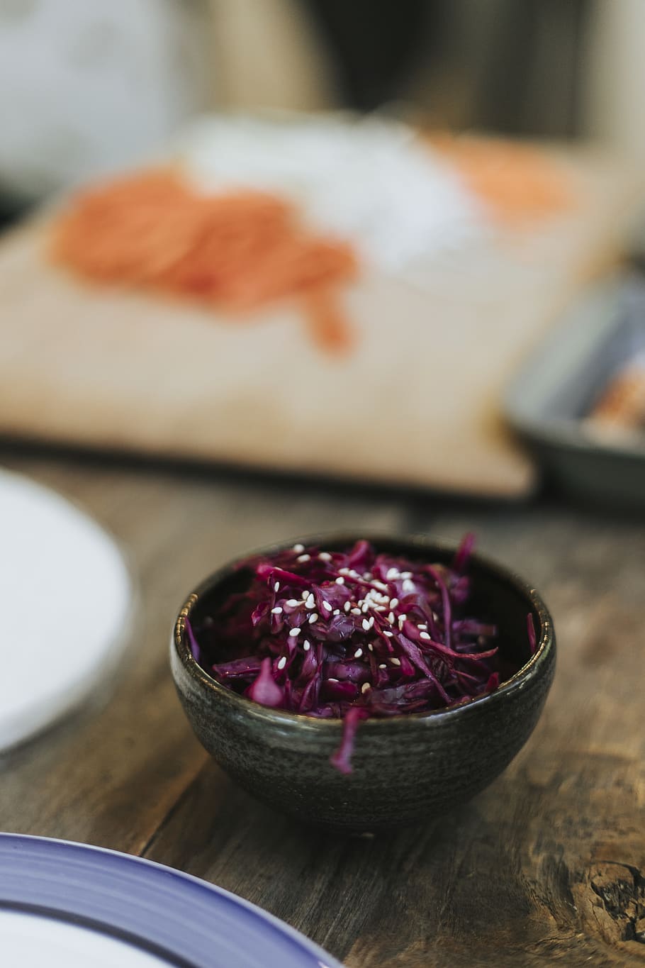 Macro Photography of Chopped Purple Vegetable, appetizer, blur HD wallpaper