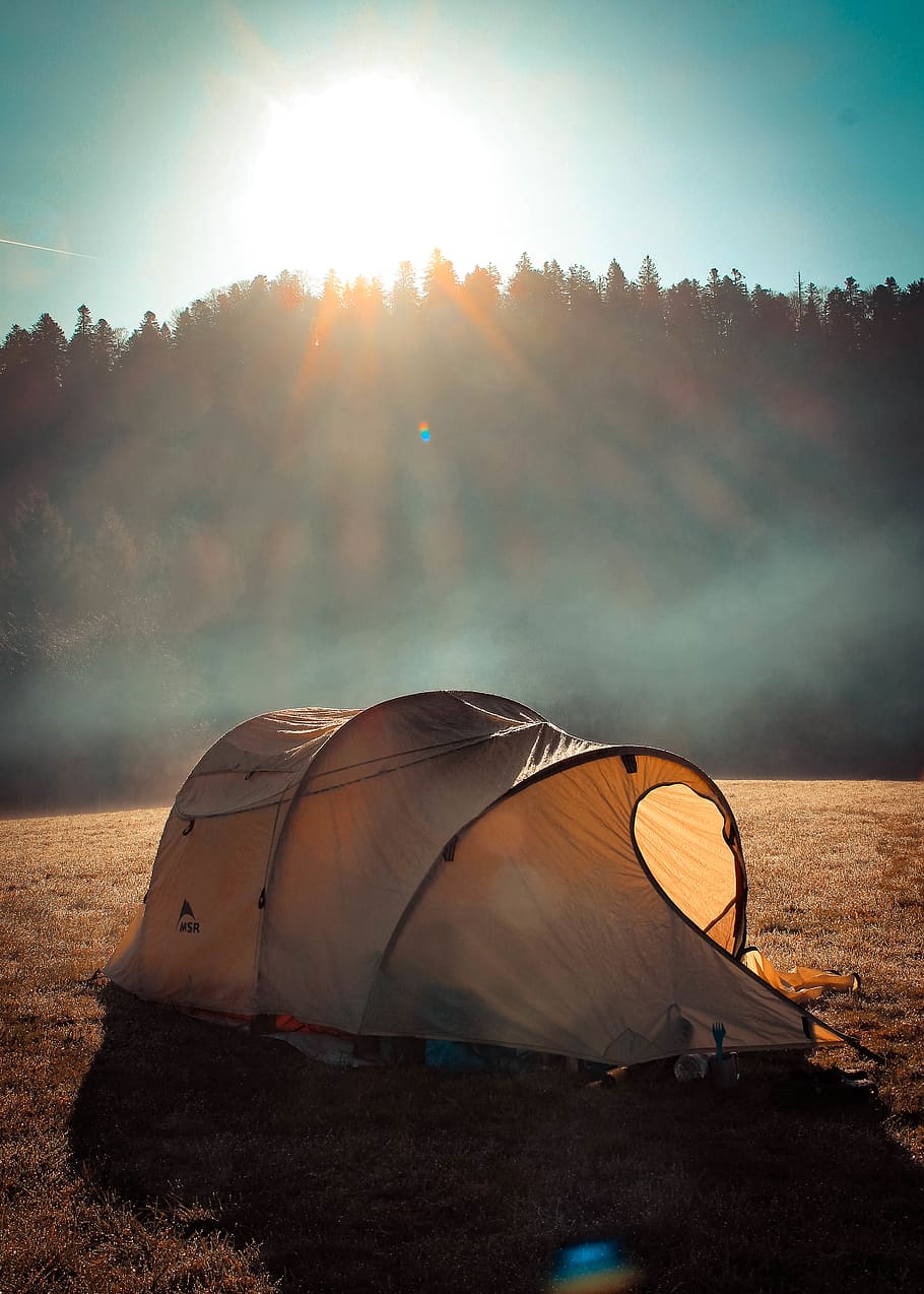 sky, sunlight, nature, tent, beauty in nature, land, no people HD wallpaper
