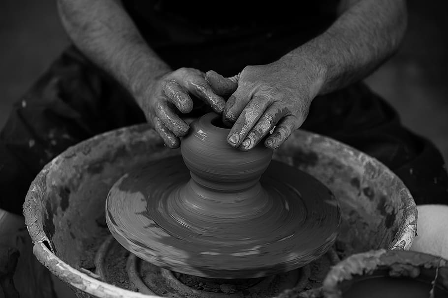 craft, art and craft, skill, clay, spinning, pottery, human hand, HD wallpaper