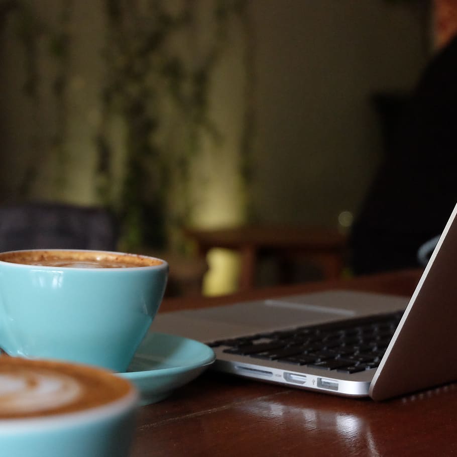 coffee, latte, cup, macbook, daily, laptop, drink, food and drink HD wallpaper