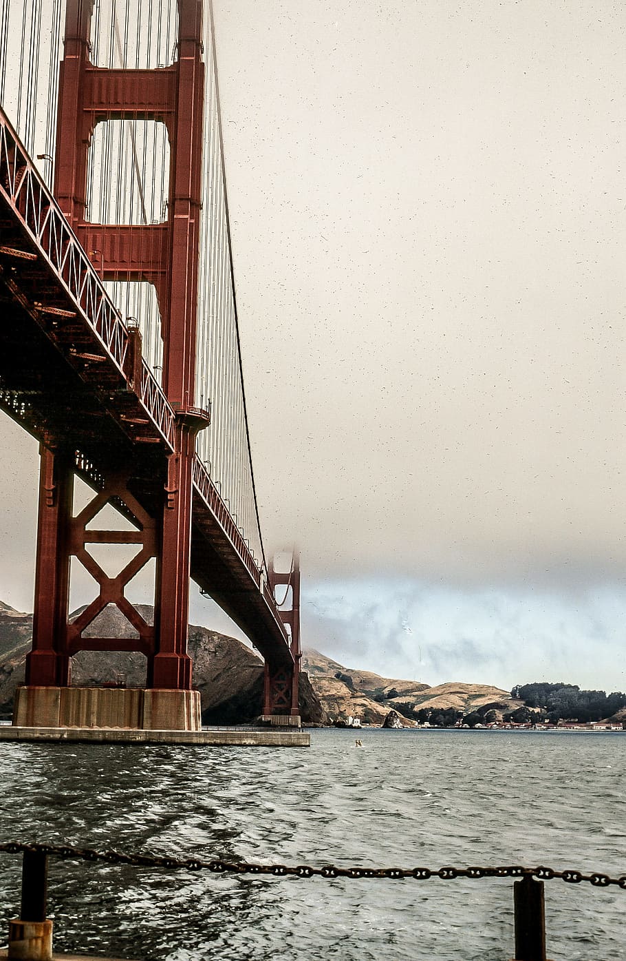 View of Golden Gate Bridge from Surf Seawall Fort Point, ,San Francisco, California, USA