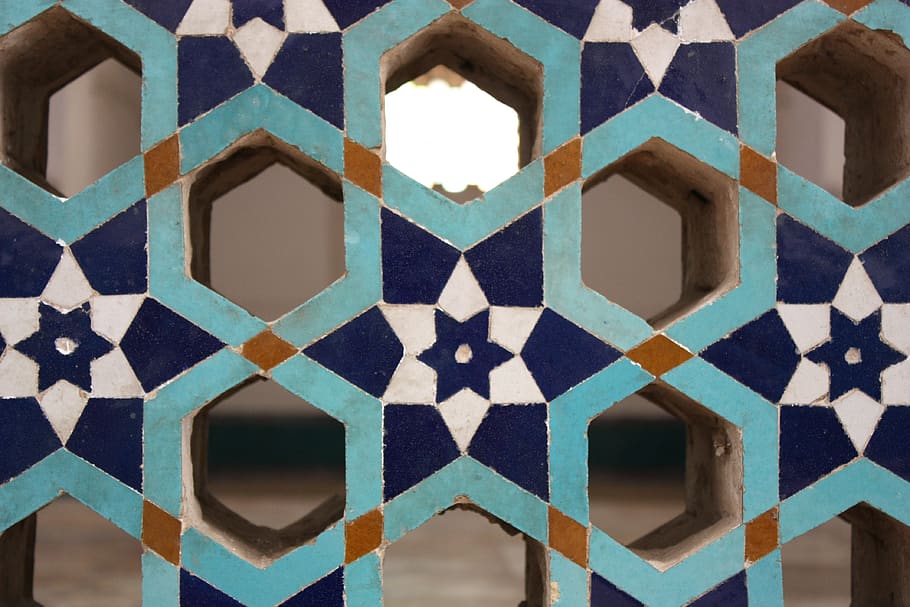 Blue and Light-blue Wooden Organizer, art, design, geometric HD wallpaper