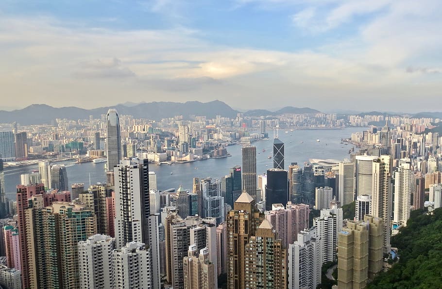 hong kong, city scape, victoria peak, travel, landmark, skyscraper, HD wallpaper