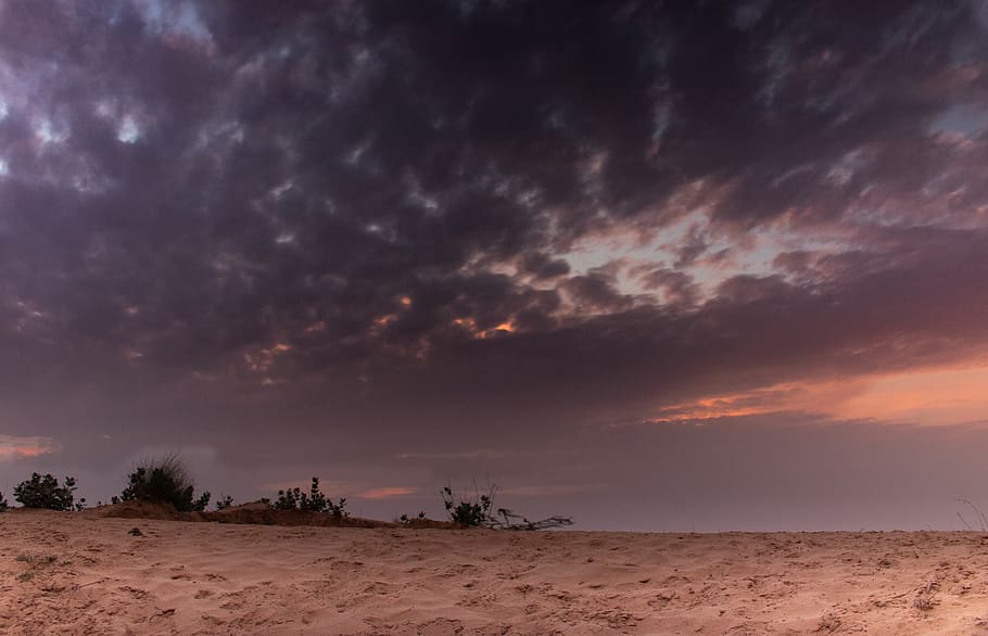 Sand Under Cloudy Skies, beach, dawn, daylight, desert, nature HD wallpaper