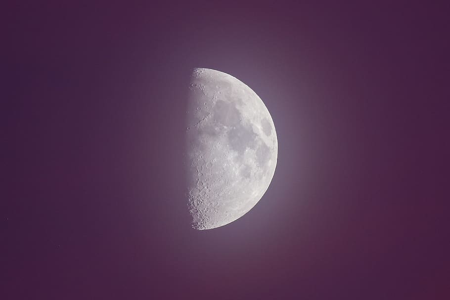 violet, pink, night, moon, sky, spac, stars, space, astronomy HD wallpaper