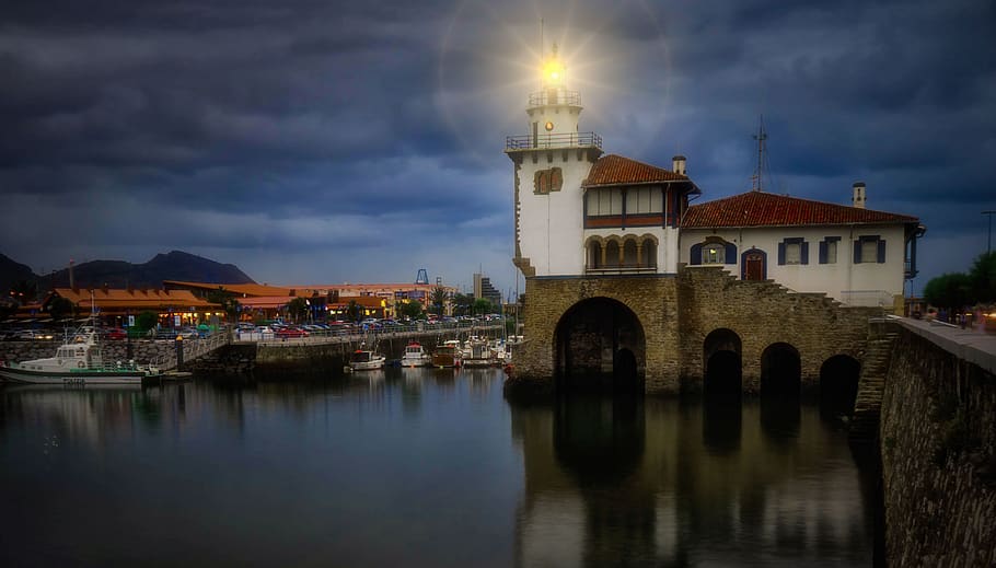 lighthouse, is, port, guecho, bizkaia, basque country, arriluce HD wallpaper