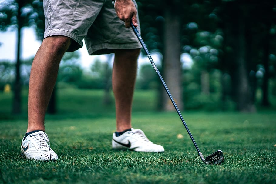Golfer with Club, grass, sport, activity, low section, golf club HD wallpaper