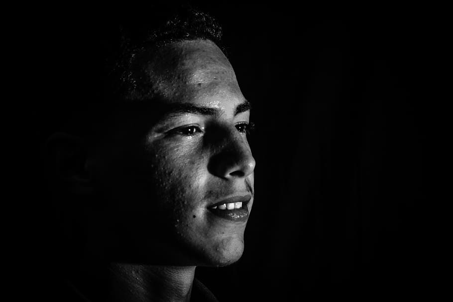 algeria, tlemcen, black, white, full hd, headshot, black background HD wallpaper