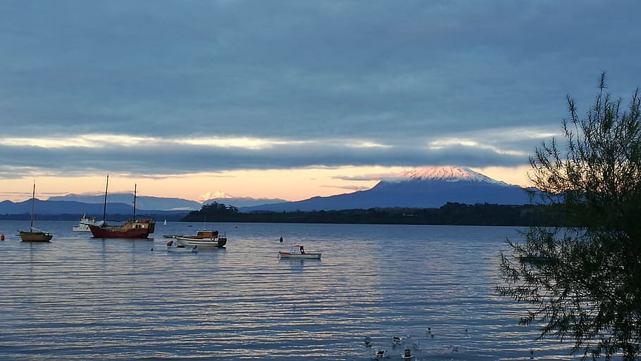chile, puerto varas, water, nautical vessel, sky, transportation HD wallpaper