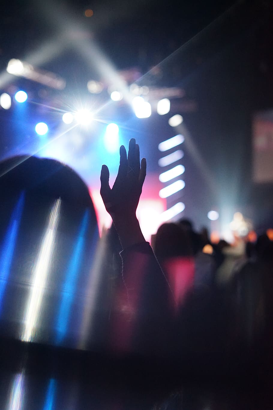person lifting right hand, human hand, illuminated, music, lighting equipment HD wallpaper