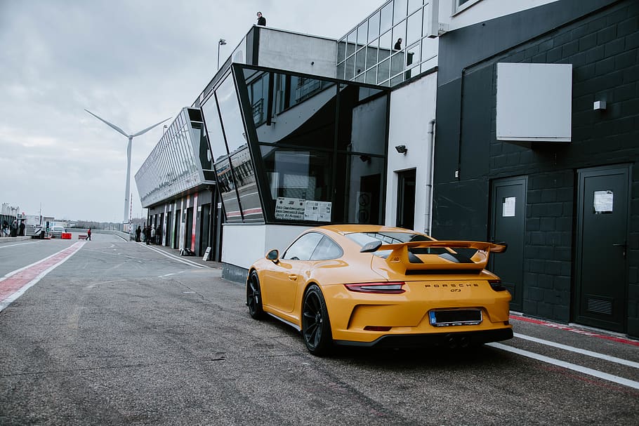 yellow coupe, vehicle, car, automobile, transportation, wheel HD wallpaper