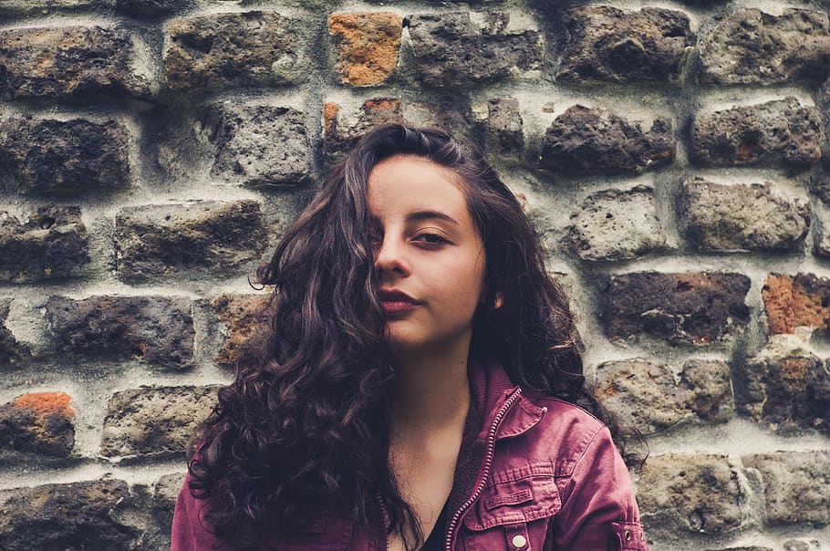 Woman Covering Her Half Face With Her Hair, beautiful, girl, person