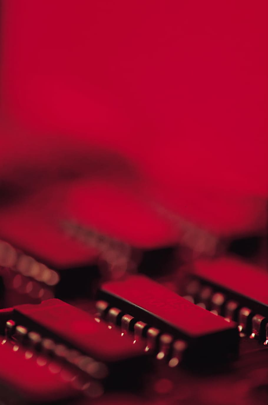 electronics, circuits, red, light, computers, tech, technology HD wallpaper