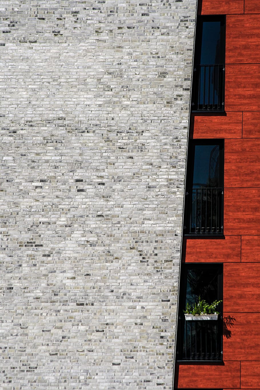architecture, detail, bricks, grey, orange, urban, building exterior HD wallpaper