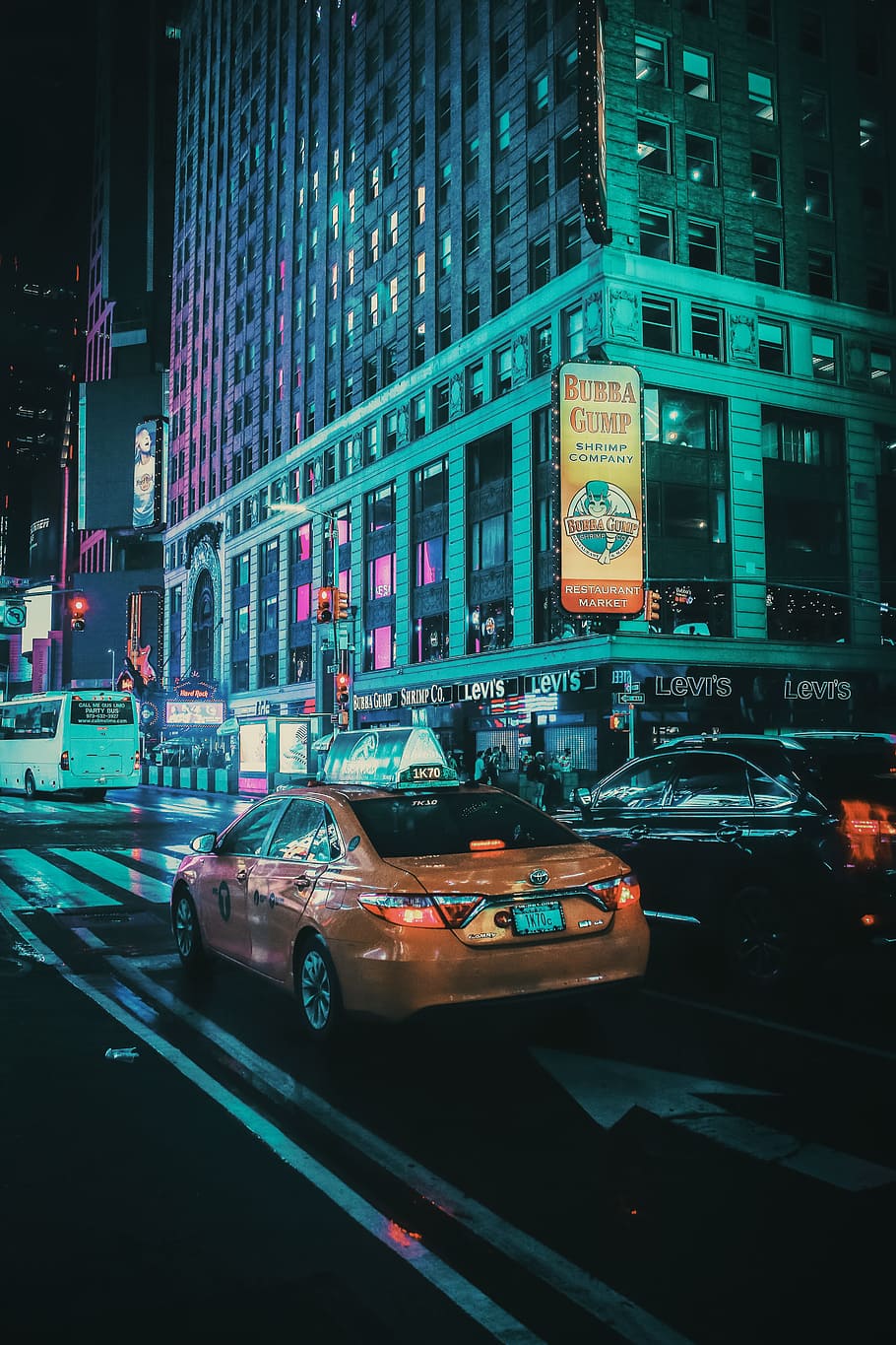 Blade Runner NYC, car, street, city, taxi, road, traffic, roadside