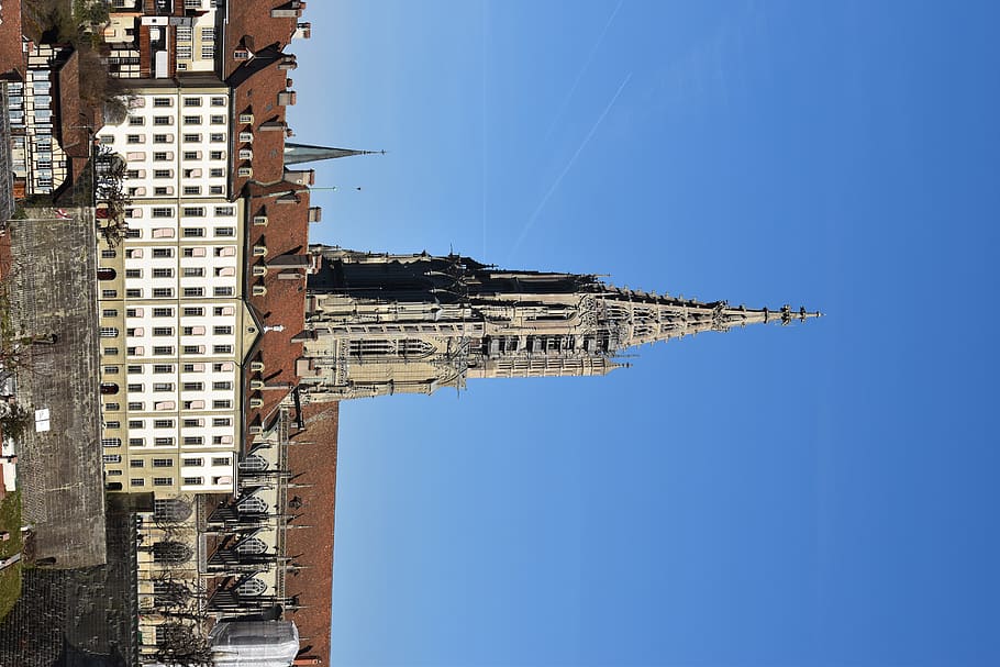 switzerland, bern, house, blue sky, Berner Münster, people, HD wallpaper