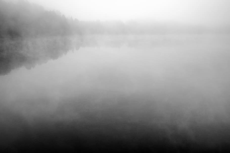 lake, fog, no people, backgrounds, water, tranquility, reflection HD wallpaper