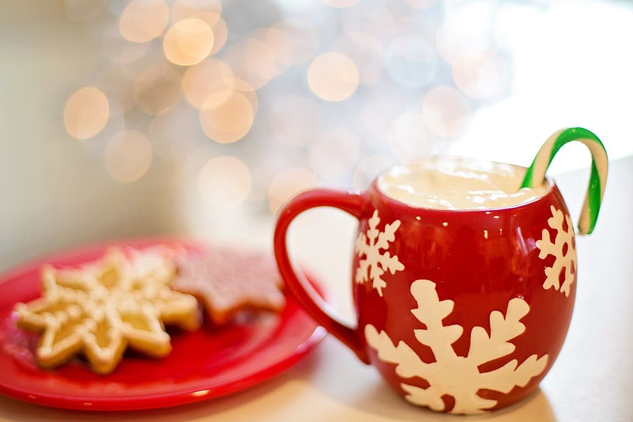 christmas, cookies, hot chocolate, glittery, sweet, delicious, HD wallpaper