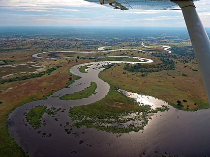 botswana, okavango delta, wild, nature, aerial view, landscape HD wallpaper
