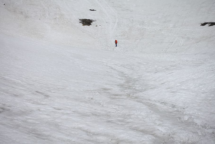 snowfield, glacier, eisfeld, hike, hiking, mountaineering, loneliness HD wallpaper
