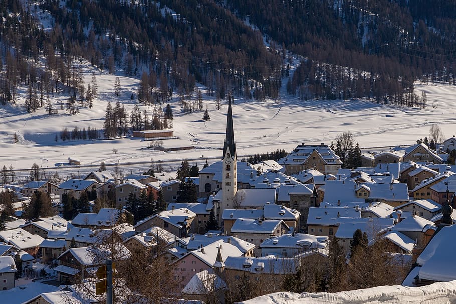 zuoz, village, bergdorf, winter, engadin, oberengadin, holidays, HD wallpaper