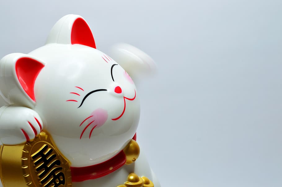 Japanese Lucky Coin Cat, animal, art, asia, Asian, belief, ceramic