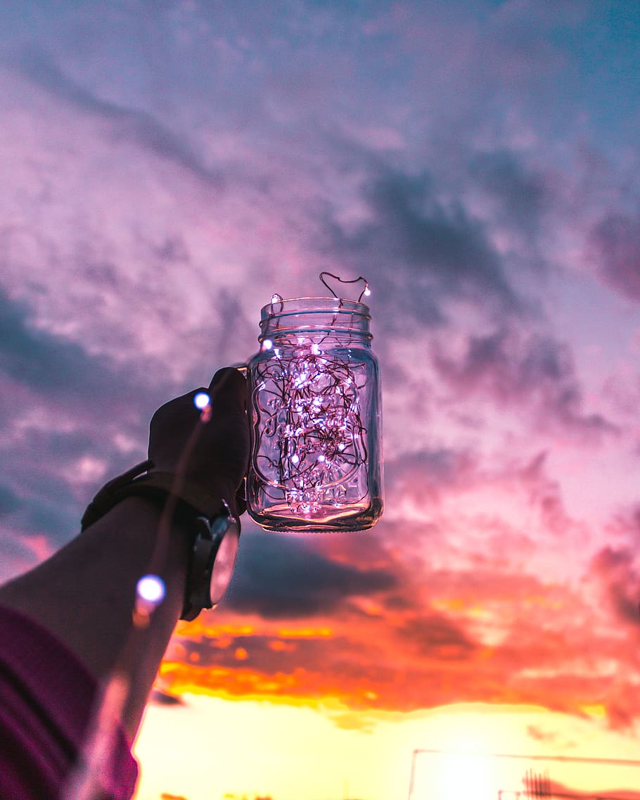 clouds, sunset, jar, sky, cloud - sky, lighting equipment, nature HD wallpaper