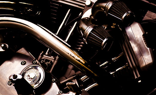 engine, harley davidson, motorcycle, vehicle, chopper, chrome HD wallpaper