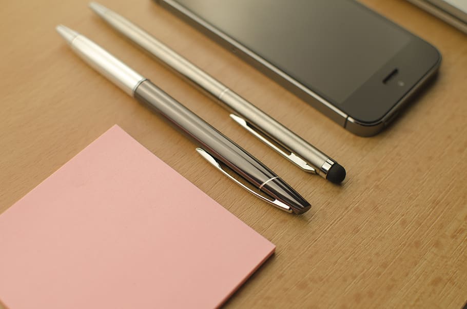 apple, technology, mac, sticky notes, pen, pink, iphone, black HD wallpaper