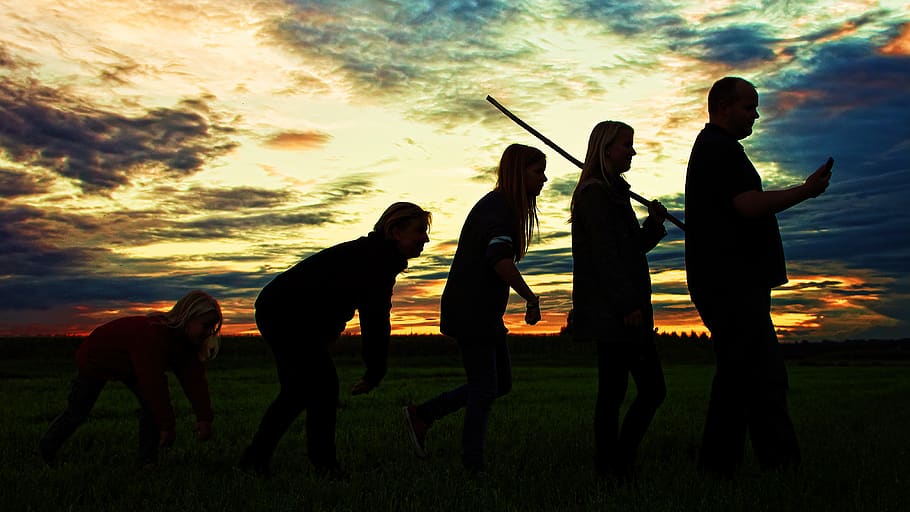 evening sky, nature, man, fun, humor, landspace, evolution