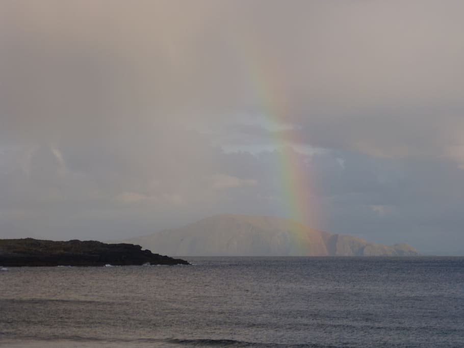 ireland, achill island, rainbow, beauty, clare, sky, beauty in nature