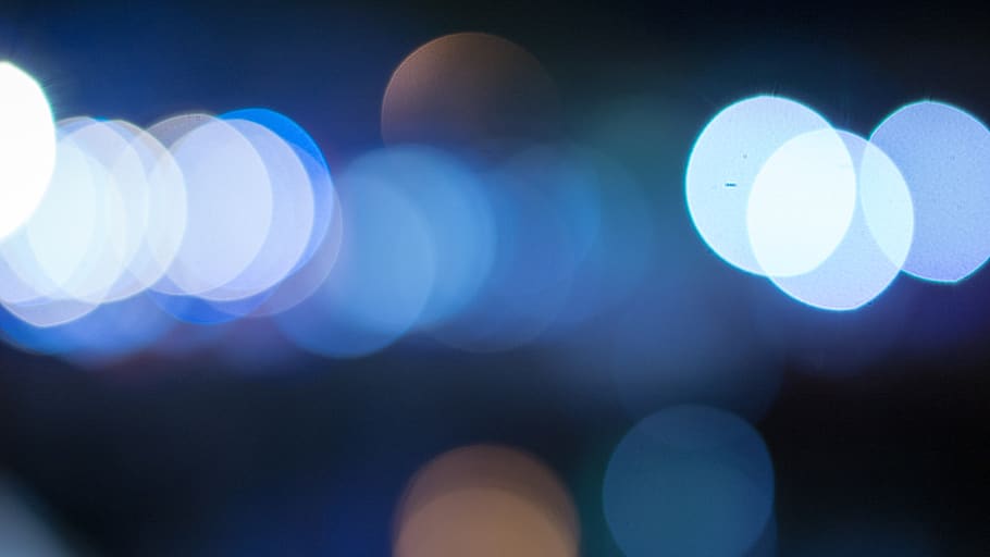 Round Faded Lights during Nighttime, blue, blurred, dark, illuminated HD wallpaper