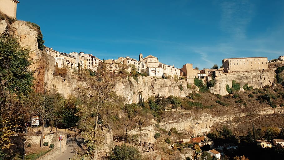 cuenca, spain, old, city, rockcity, architecture, tree, built structure HD wallpaper