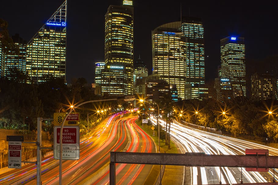 australia, sydney, the domain, city light, city at night, city night, HD wallpaper